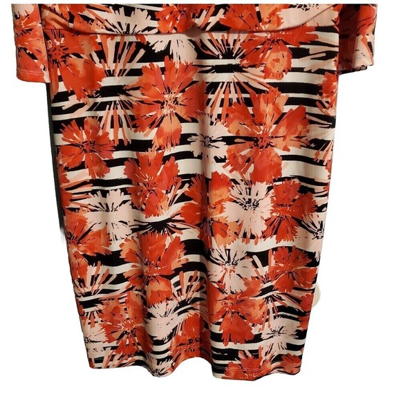 Ann Taylor Womens Dress Medium Floral Red Black Midi Pleated Cinch Waist - Picture 5 of 6